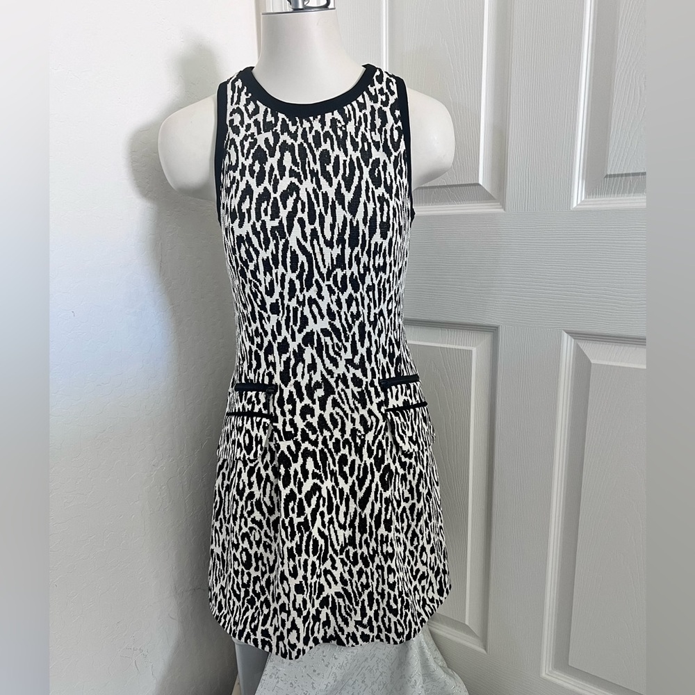 Nanette Lepore Animal Print With Pockets Mini Sleeveless Dress White Size 2